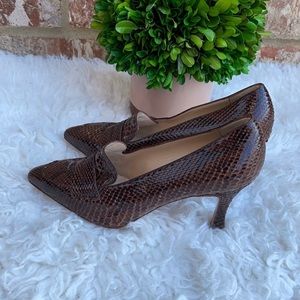 Cleo Bottier Designer Vintage Crocodile Animal Print Brown Pumps Size 36